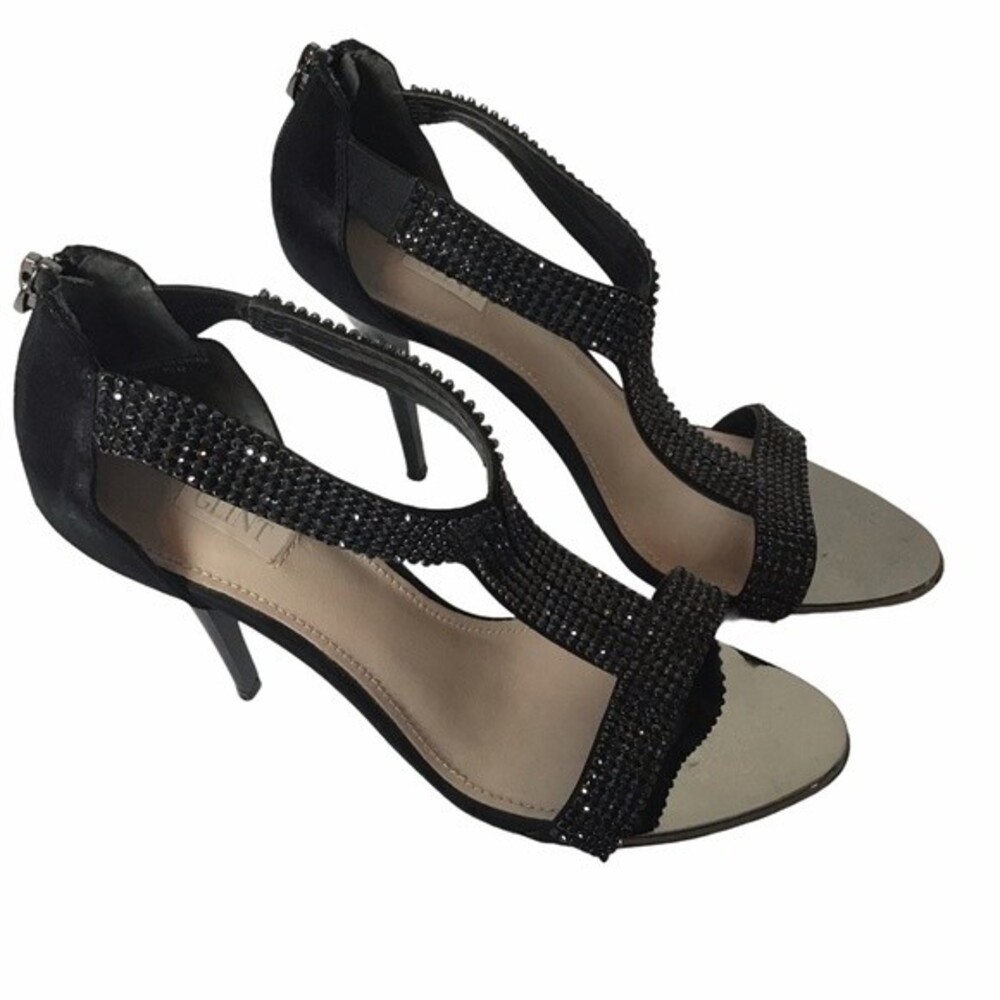 GLINT Devyn Black Rhinestoned Stiletto Heels Size 7.5